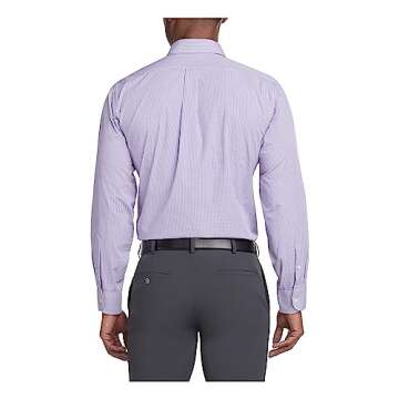 Van Heusen Men's Gingham Button Down Collar Dress Shirt - Amethyst, 18.5-19" Neck, 36-37" Sleeve