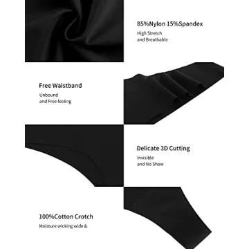SHARICCA Women No Show Seamless Thong Invisible Soft Panties Multi Pack, M, 7P10