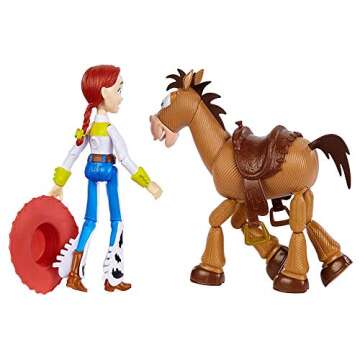 Disney and Pixar Toy Story Jessie and Bullseye 2-Pack Character Figures in True to Movie Scale, Posable with Signature Expressions for Storytelling and Adventure Play, Child's Gift Ages 3 and Up