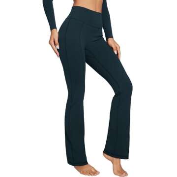 INGIA High Waist Mini Flared Leggings for Women 31" Bootcut Tummy Control Casual Lounge Yoga Pants Cove X-Small