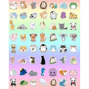 Benresive 100 Pcs Cute Animal Stickers for Kids, Water Bottle Stickers for Kids Waterproof, Vinyl Laptop Kids Stickers Pack, Kids Classroom Prizes for Elementary Students