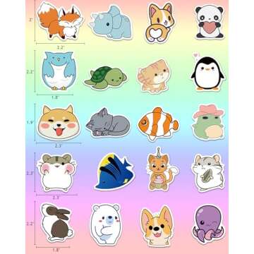 Benresive 100 Pcs Cute Animal Stickers for Kids, Water Bottle Stickers for Kids Waterproof, Vinyl Laptop Kids Stickers Pack, Kids Classroom Prizes for Elementary Students