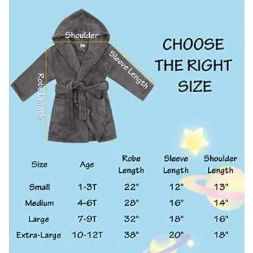 Kids Robe Children's Winter Soft Plush Hooded Outdoor Bath Robe with Pockets,Grey,XL