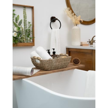 Hand-Woven Seagrass Storage Baskets with Wooden Handles 2-Pack