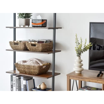 Hand-Woven Seagrass Storage Baskets with Wooden Handles 2-Pack