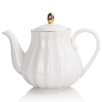 Sweejar Royal Teapot, Ceramic Tea Pot with Removable Stainless Steel Infuser, Blooming & Loose Leaf ...