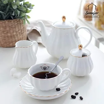 Sweejar Royal Teapot - Elegant Ceramic Tea Pot 28 Ounce