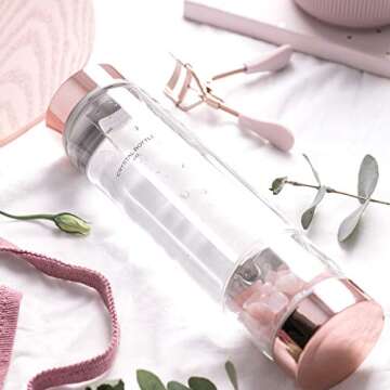Crystal Elixir Glass Water Bottle for Healing and Wellness