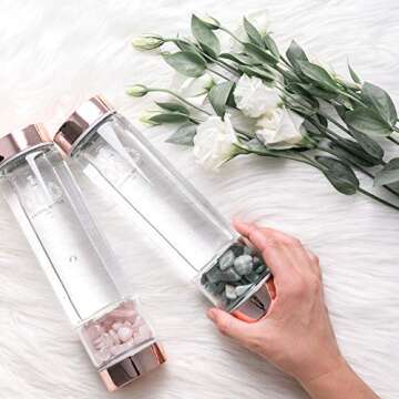 Crystal Elixir Glass Water Bottle for Healing and Wellness