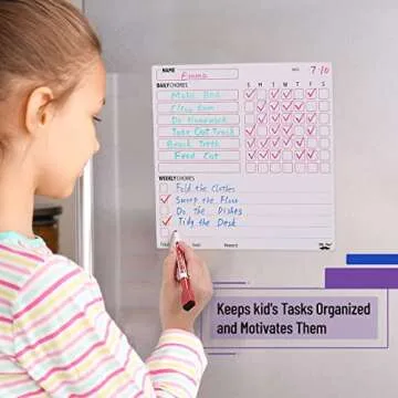 Mr. Pen- Magnetic Dry Eraser Chore Chart for Multiple Kids, 2 Pack, Kids Chore Chart with 6 Eraser Cap Markers, Chore Board, Magnetic Chore Chart for Refrigerator, Dry Erase Chore Chart Magnetic