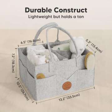 KeaBabies Diaper Caddy Organizer - Baby Organizer for Nursery, Car Storage Organizer, Baby Gift Basket, Changing Table Organizer, Portable Diaper Organizer Caddy for Girls, Boys (Classic Gray)