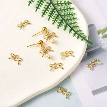 FASHEWELRY 20Pcs Alloy Bowknot Charms Links Light Gold Bow Connector Pendants Jewelry Connectors with Double Loops for DIY Earrings Necklaces Bracelets