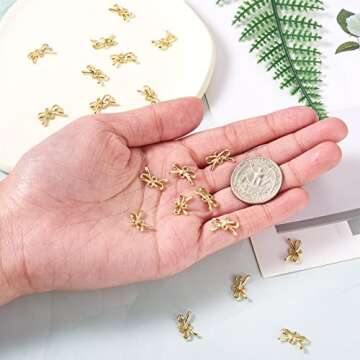 FASHEWELRY 20Pcs Alloy Bowknot Charms Links Light Gold Bow Connector Pendants Jewelry Connectors with Double Loops for DIY Earrings Necklaces Bracelets