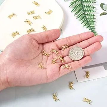 FASHEWELRY 20Pcs Alloy Bowknot Charms Links Light Gold Bow Connector Pendants Jewelry Connectors with Double Loops for DIY Earrings Necklaces Bracelets