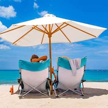 HAUSHOF High Back Beach Chair with Cup Holder - Portable Comfort