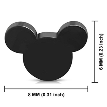 Charming Black Stainless Steel Tiny Mouse Earrings