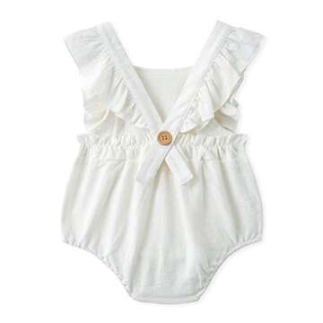 Simplee kids Baby Girls Handmade Solid Color Romper for Spring Newborn Infant Baby Outfit Jumpsuit B...