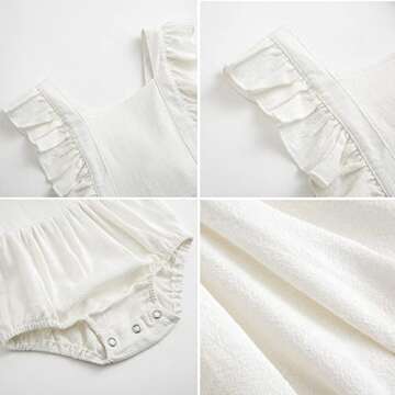 Simplee kids Baby Girls Handmade Solid Color Romper for Spring Newborn Infant Baby Outfit Jumpsuit Bodysuit