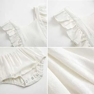 Simplee kids Baby Girls Handmade Solid Color Romper for Spring Newborn Infant Baby Outfit Jumpsuit Bodysuit