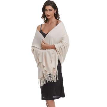 Yuancadors Beige Wedding Shawls for Brides Warm Winter Fall Scarf Large Lightweight Pashmina Wraps f...