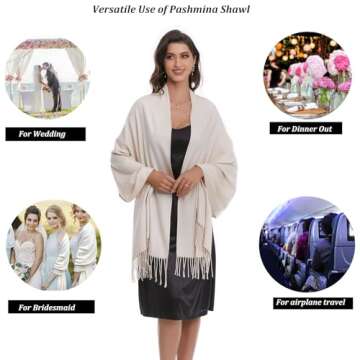 Yuancadors Beige Wedding Shawls for Brides Warm Winter Fall Scarf Large Lightweight Pashmina Wraps for Evening Dress Coverup