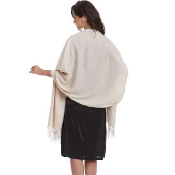 Yuancadors Beige Wedding Shawls for Brides Warm Winter Fall Scarf Large Lightweight Pashmina Wraps for Evening Dress Coverup