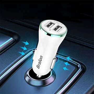 USB Car Charger[2-Pack],Bralon 18W/3.4A Smart Dual USB Car Charger Adapter Compatible with iPhone 11 Pro Xs Max Xr X 8 7 6 SE Plus,Ipad Tablet,Galaxy Note S10 S9 S8 S7 S6 Edge and More