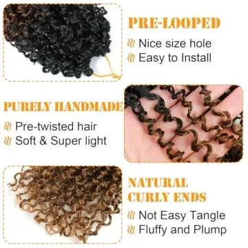 Aksice 8 Inch Yanky Twist Crochet Hair Pre-looped 8 Packs Yankee Twist Hair Brown Senegalese Twists Crochet Hair with Curly Ends Synthetic Crochet Braids (OT30)