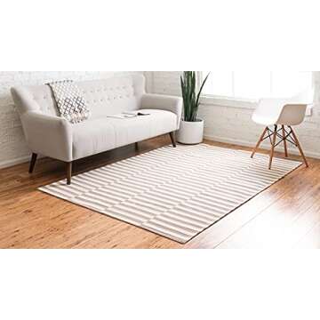 Rugs.com Georgia Collection Rug – 5' x 8' Taupe Flatweave Rug Perfect for Living Rooms, Large Dining Rooms, Open Floorplans