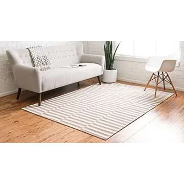 Rugs.com Georgia Collection Rug – 5' x 8' Taupe Flatweave Rug Perfect for Living Rooms, Large Dining Rooms, Open Floorplans