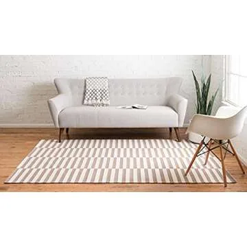 Rugs.com Georgia Collection Rug – 5' x 8' Taupe Flatweave Rug Perfect for Living Rooms, Large Dining Rooms, Open Floorplans