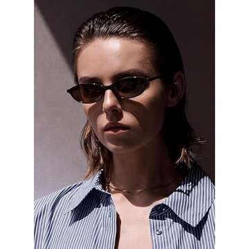 YMRFW Retro Oval Cat Eye Sunglasses for Women - Y2k Trendy UV Protection Shades