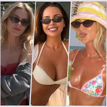 YMRFW Retro Oval Cat Eye Sunglasses for Women - Trendy UV Protection Shades