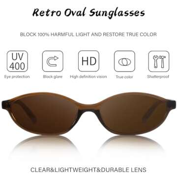 YMRFW Retro Oval Cat Eye Sunglasses for Women - Trendy UV Protection Shades