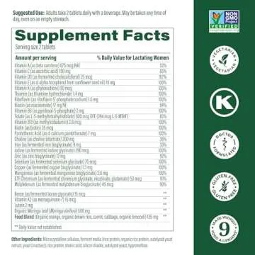 MegaFood Baby & Me 2 Postnatal Vitamins for Breastfeeding Moms with Folate (Folic Acid Natural Form), Choline, Iodine, Vitamin D, Moringa Leaf and More - 120 Tabs (60 Servings)