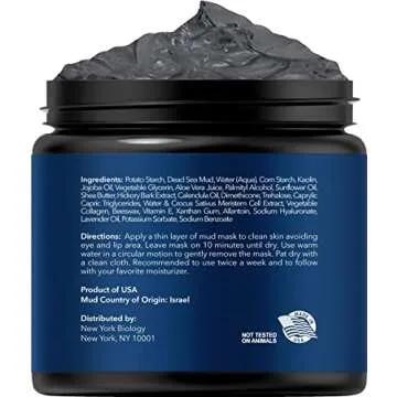 New York Biology Dead Sea Mud Mask for Face and Body with Stem Cell and Collagen - Spa Quality Pore ...