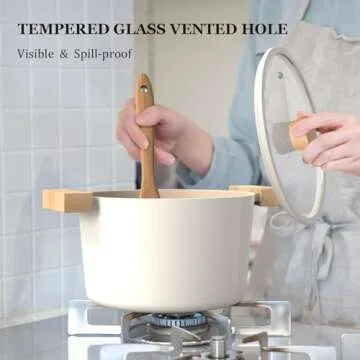 imarku Pots and Pans Set Non Stick, 10 Pcs Granite Cookware Set, Removable Handle Pots and Pans, PFOA Free, Oven Safe, Cream, Valentines Day Gifts, Birthday Gifts for Women Men