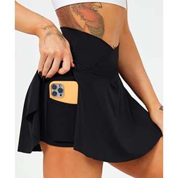 Navneet Women Tennis Skirts with Pockets High Waisted Golf Skirts Athletic Skorts Pleated Mini Skirt Workout Sport Pickleball, Black, M