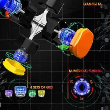 GAN 356 M, 3x3 Magnetic Speed Cube Stickerless 356M Magic Cube with Extra GES, Frosted Coated