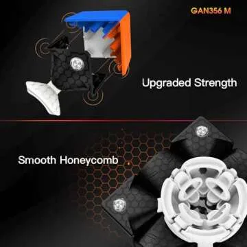 GAN 356 M, 3x3 Magnetic Speed Cube Stickerless 356M Magic Cube with Extra GES, Frosted Coated