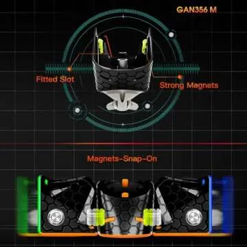 GAN 356 M, 3x3 Magnetic Speed Cube Stickerless 356M Magic Cube with Extra GES, Frosted Coated