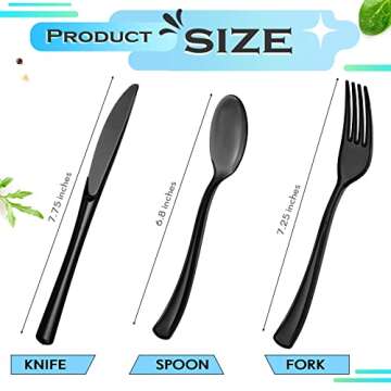 150 Pieces Disposable Cutlery Set Plastic Silverware Heavy Duty Utensil Sets 50 Forks 50 Knives 50 S...