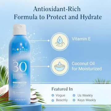 Florida Glow SPF 30 Sunscreen Spray - Hawaii 104 Reef Act & Florida Keys Compliant Broad Spectrum Water Resistant Sport Sun screen - Child Friendly Oxybenzone & Octinoxate Free (SPF 30 1-pack)