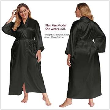 MizzGenio Women's Long Satin Robe Lightweight Silk Sleepwear