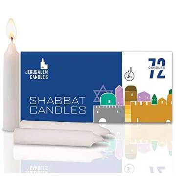 Jerusalem Candles Shabbat Candles - Traditional Shabbos Candles - 3 Hour - 1-Pack x 72 Count