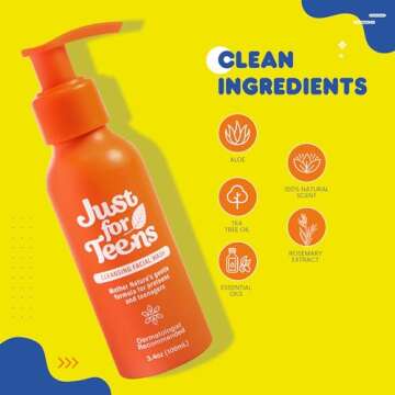 Just For Teens Organic Cleansing Facial Wash | Natural Ingredients for Preteens & Teens with Sensiti...