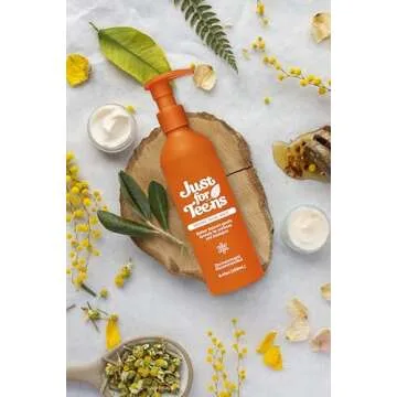 Just For Teens Organic Cleansing Facial Wash | Natural Ingredients for Preteens & Teens with Sensitive, Oily, Acne-Prone Skin | Aloe Vera & Tea Tree Oil Face Wash | (3.4 ounce (pack of 1))