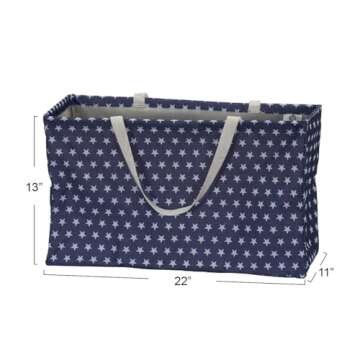 Household Essentials Krush Container All-Purpose Utility Tote, Water-Resistant Vinyl Lining, Blue St...