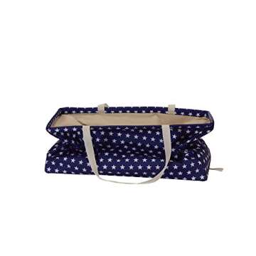 Household Essentials Krush Container All-Purpose Utility Tote, Water-Resistant Vinyl Lining, Blue Stars