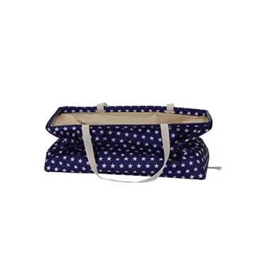 Household Essentials Krush Container All-Purpose Utility Tote, Water-Resistant Vinyl Lining, Blue Stars